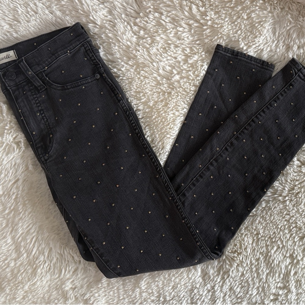 Madewell Black Skinny Jeans with Gold Dot detail